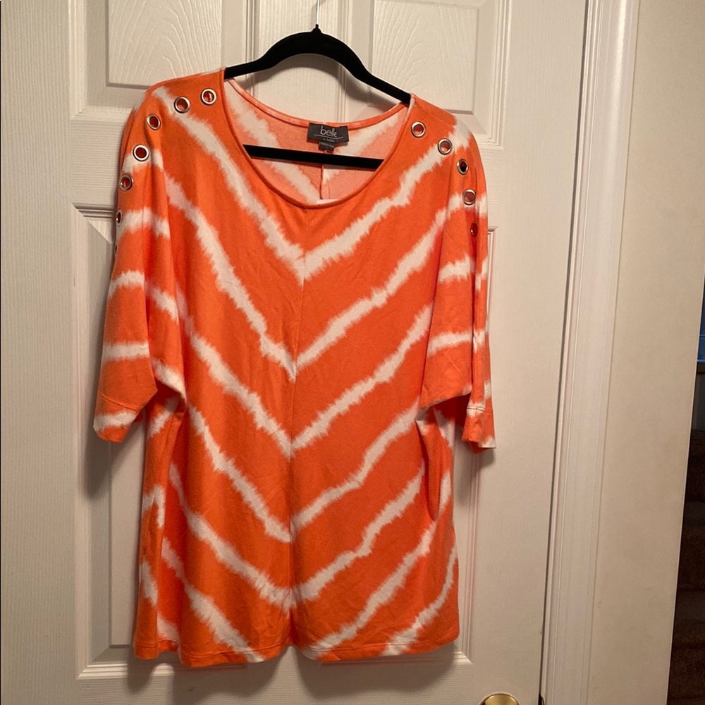 Belle Coral Tie-Dye Top…size 1X